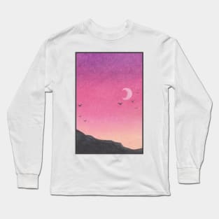 Oil Pastel | Purple Sky Long Sleeve T-Shirt